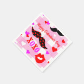 バレンタインデー口ひげ愛とキス紙 スタンダードカクテルナプキン (角)