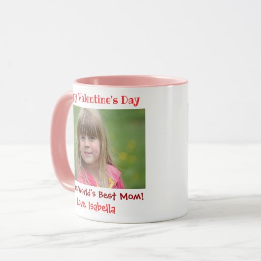 バレンタインデー可愛い世界最高のお母さん子供の写真 マグカップ (正面左)