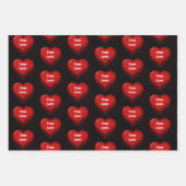 バレンタインデー名クピッドハート赤白3 ラッピングペーパーシート (正面3)