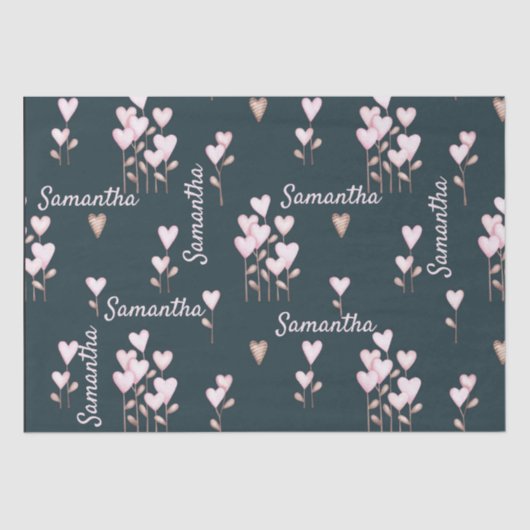 バレンタインデー名パーソナライズされたハート花 薄葉紙 (正面)