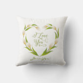 バレンタインデー咲きチューリップハートグリーンピンク クッション (裏面)