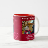 バレンタインデー夫ボーイフレンド写真かわいいカップル ツートーンマグカップ (正面右)