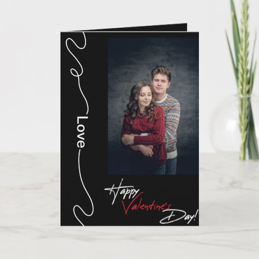 バレンタインデー夫婦愛フォトブラックバレンタイン カード (正面)
