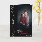 バレンタインデー夫婦愛フォトブラックバレンタイン カード (黄色い花)