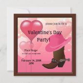 バレンタインデー女性のカーボーイウェスタンパーティの招待状 招待状 (正面)