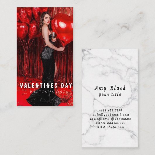 バレンタインデー女性女性写真会事業 名刺 (正面/裏面)
