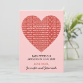 バレンタインデー妊娠のお知らせかわいいピンク赤 案内状 (スタンド正面)