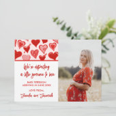 バレンタインデー妊娠の発表ハート赤 案内状 (スタンド正面)