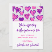 バレンタインデー妊娠の発表ピンク・スウィート 案内状 (正面)
