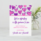 バレンタインデー妊娠の発表ピンク・スウィート 案内状 (スタンド正面)