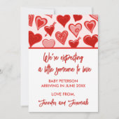 バレンタインデー妊娠の発表red sweet 案内状 (正面)