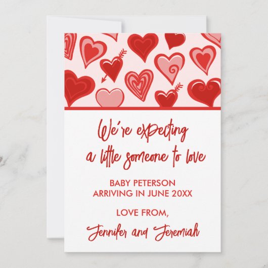 バレンタインデー妊娠の発表red sweet 案内状 (正面)