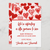 バレンタインデー妊娠の発表red sweet 案内状 (正面/裏面)