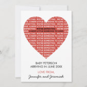 バレンタインデー妊娠アナウンスカードニュートラル 案内状 (正面)