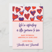 バレンタインデー妊娠発表かわいい甘い 案内状 (正面)