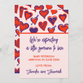 バレンタインデー妊娠発表かわいい甘い 案内状 (正面/裏面)