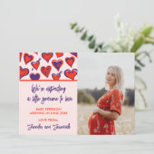 バレンタインデー妊娠発表カード赤 案内状 (スタンド正面)