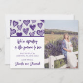 バレンタインデー妊娠発表カード（紫） 案内状 (正面)