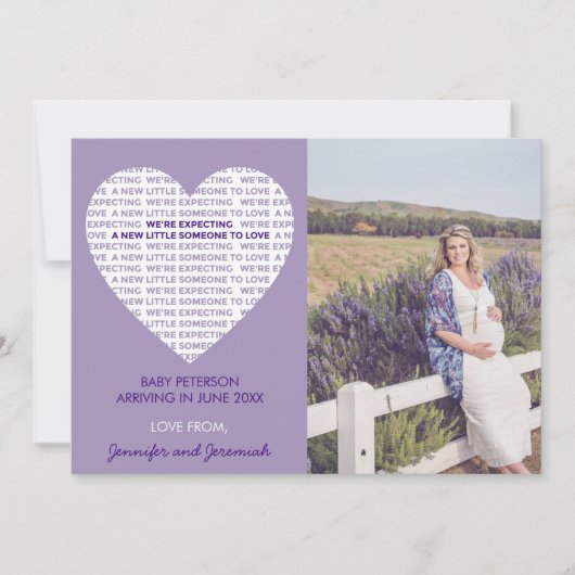 バレンタインデー妊娠発表タイポグラフィ 案内状 (正面)