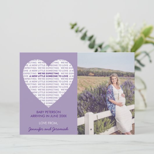 バレンタインデー妊娠発表タイポグラフィ 案内状 (スタンド正面)