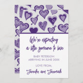 バレンタインデー妊娠発表ハート甘い 案内状 (正面/裏面)