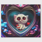 バレンタインデー子猫 ラッピングペーパー (フラット)