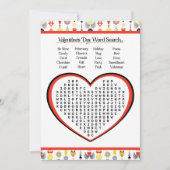 バレンタインデー家族の子供の印刷可能な単語検索 シーズンカード (正面)