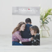 バレンタインデー家族2面フォトコラージュ シーズンカード (スタンド正面)