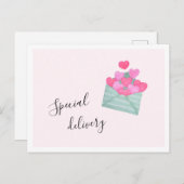 バレンタインデー封筒ハートパステル葉書 ポストカード (正面/裏面)