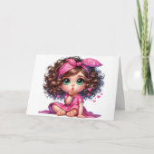 バレンタインデー小さな女の子から祖母までピンク シーズンカード (正面)