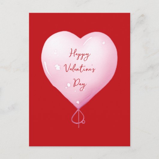 バレンタインデー幸せなハートピンクのスクリプト シーズンポストカード (正面)