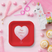 バレンタインデー幸せハート鮮やかな赤 ペーパープレート (パーティー)