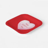 バレンタインデー幸せハート鮮やかな赤 ペーパープレート (傾斜あり)