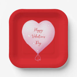 バレンタインデー幸せハート鮮やかな赤 ペーパープレート