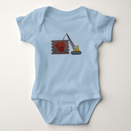 バレンタインデー建築難破クレーン ベビーボディスーツ (正面)