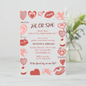 バレンタインデー性別による招待ハートグレー 招待状 (スタンド正面)