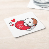 バレンタインデー恋しく思よ スクエアペーパーコースター (アングル)