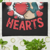 バレンタインデー恐竜I盗むハート愛Tレックス キッチンタオル (折り畳み)