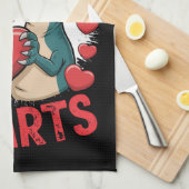 バレンタインデー恐竜I盗むハート愛Tレックス キッチンタオル (四つ折り)