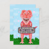 バレンタインデー恐竜Tレックス可愛い教室 招待状 (正面/裏面)