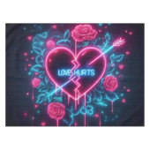 バレンタインデー愛がネオンを痛めるハート テーブルクロス (正面(横))