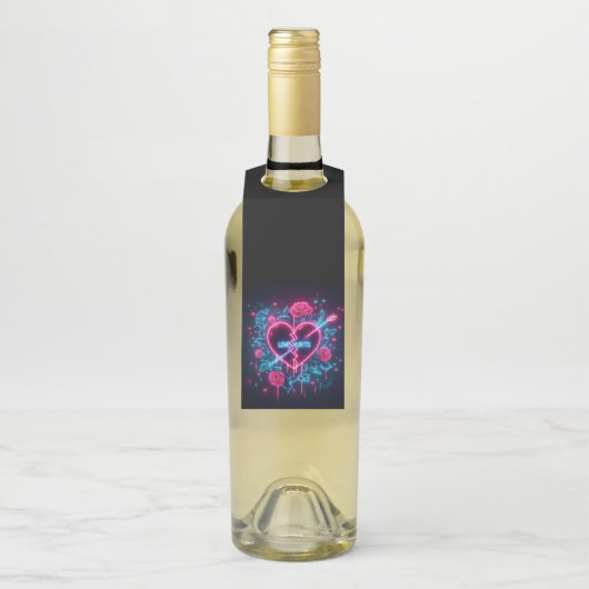 バレンタインデー愛がネオンを痛めるハート ボトルネックタグ (ボトル)