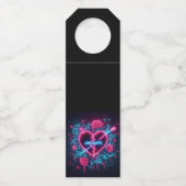 バレンタインデー愛がネオンを痛めるハート ボトルネックタグ (正面)