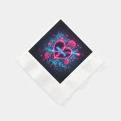 バレンタインデー愛がネオンを痛めるハート 縁ありカクテルナプキン (角)