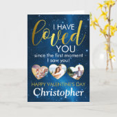 バレンタインデー愛されたフォトコラージュカスタムハート カード (黄色い花)