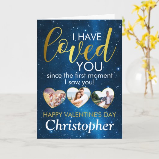 バレンタインデー愛されたフォトコラージュカスタムハート カード (黄色い花)