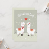 バレンタインデー愛されるラマスヴァレンティーンズカード カード (正面/裏面インサイチュ)
