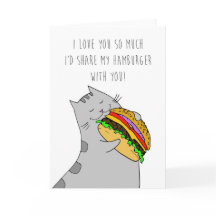 バレンタインデー愛するカード：子猫&バーガー