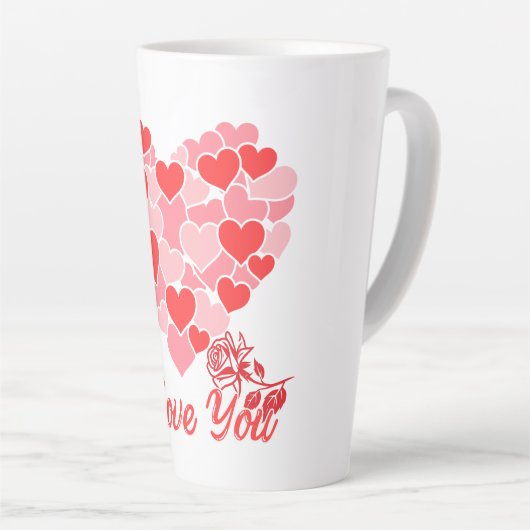 バレンタインデー愛するハートとバラ カフェラテマグ (右アングル)
