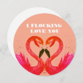 バレンタインデー愛するフラミンゴの鳥 シーズンカード (正面/裏面)